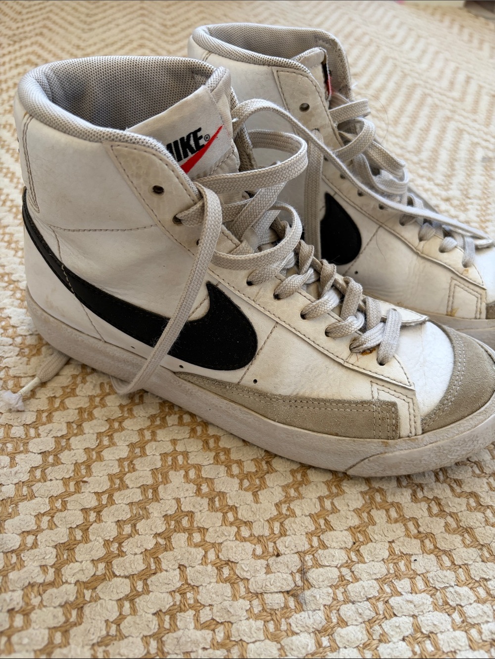 Nike White and Black High-Top Sneakers